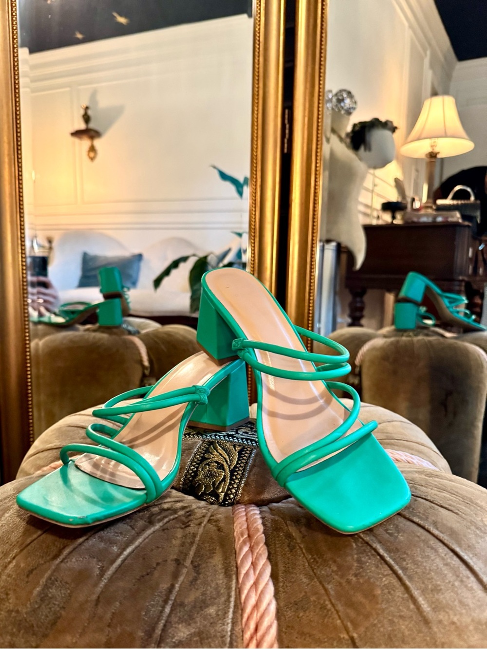 Women's Blakely Mule Heels Vibrant Green - A New Day Size 10